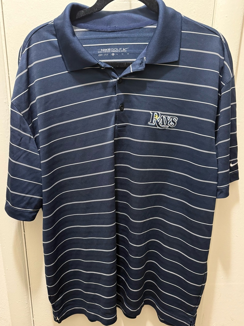 Nike Men's Tampa Bay Rays Navy Stripe Performance Polo